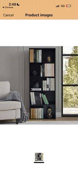 Black 5-Tier Bookcase and Tall Book Shelf with 3-Tier Open Shelves, Wooden Storage Cabinet for Home