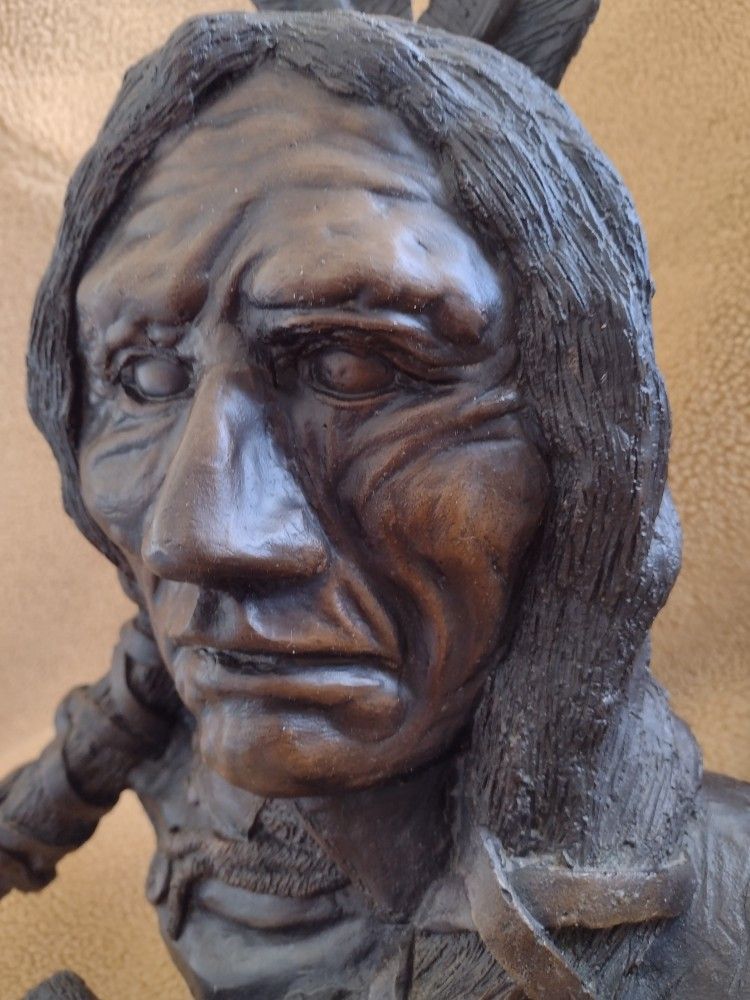 Solid Bronze Native American Bust
