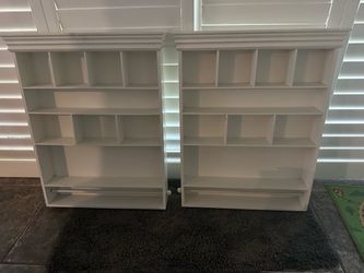 Craft shelves with ribbon holder