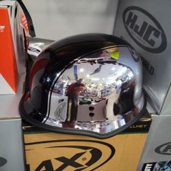 Motorcycle German Style Helmet DOT Approved Size Large Chrome And Black Brand New