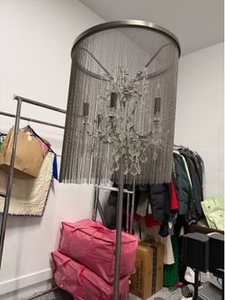 RH Crystal Chandelier Floor RH Lamp with Metal Chain Fringe Shade