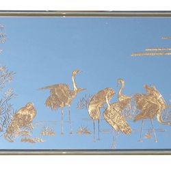 Vintage Oriental Etched Mirror