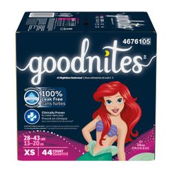 Goodnites Girls' Nighttime Underwear XS, 44 Count