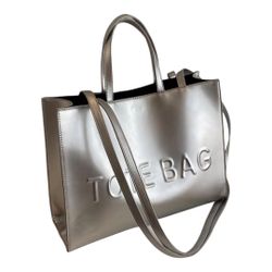 Silver Metallic Tote Bag