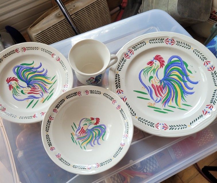 Century Stoneware Sunrise Rooster Dishes