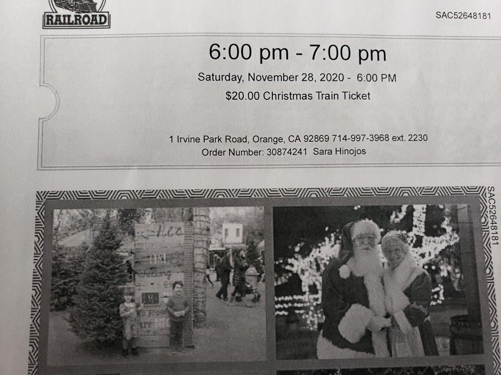 4 tickets to the Irvine Railroad Christmas Train