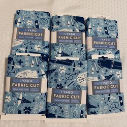 6 Packets Of Fabric 1 Yard Each Blue Medical Hero Theme $18 For The Lot