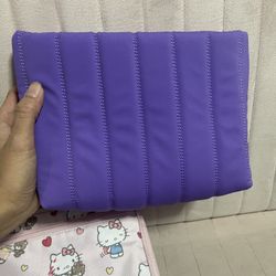 Lancome Padded Makeup Bag Cosmetic Pouch 7.5”x9.5” Purple