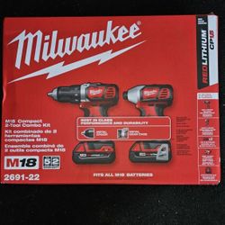 Milwaukee
M18 18V Lithium-Ion Cordless Drill Driver/Impact Driver Combo Kit (2-Tool) W/ Two 1.5Ah Batteries, Charger Tool Bag