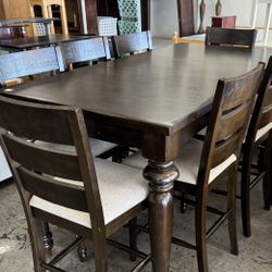 Counter Height Dining Set, Table with 8 Chairs 