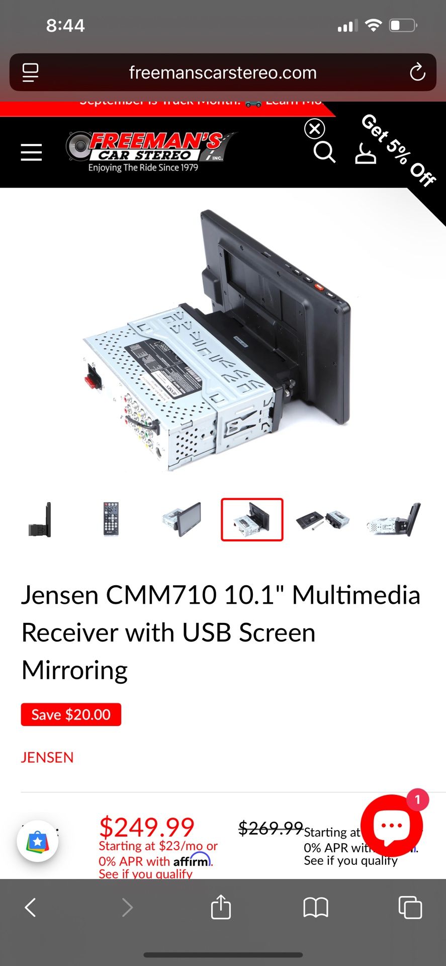 Jensen CMM710 10.1" Multimedia Receiver with USB Screen Mirroring