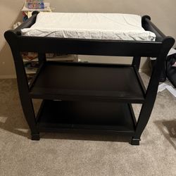 Black Wood Heavy Duty Changing Table