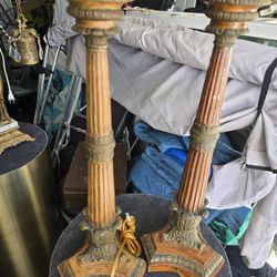Pair Antique Vintage Lamps.