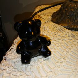 Lead Black Crystal Bear Paperweight 