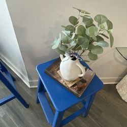 Solid Wood Step Stools / Plant Stands – Set of 2 – Modern Blue $100 Or best Offer 