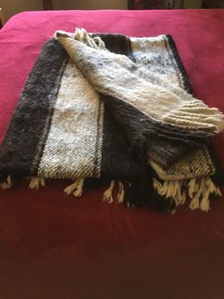 Vintage Black plaid alpaca blanket