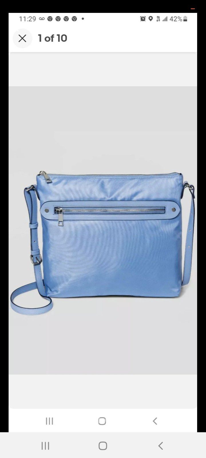 A New Day Crossbody Blue Solid Zip Closure Bag Women Handbag