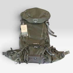New Osprey Kestrel 38 S/M Bonsai Green Hiking Backpack NWT Raincover 36L