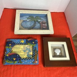 3 Fisherman Deco And Picture Frames 