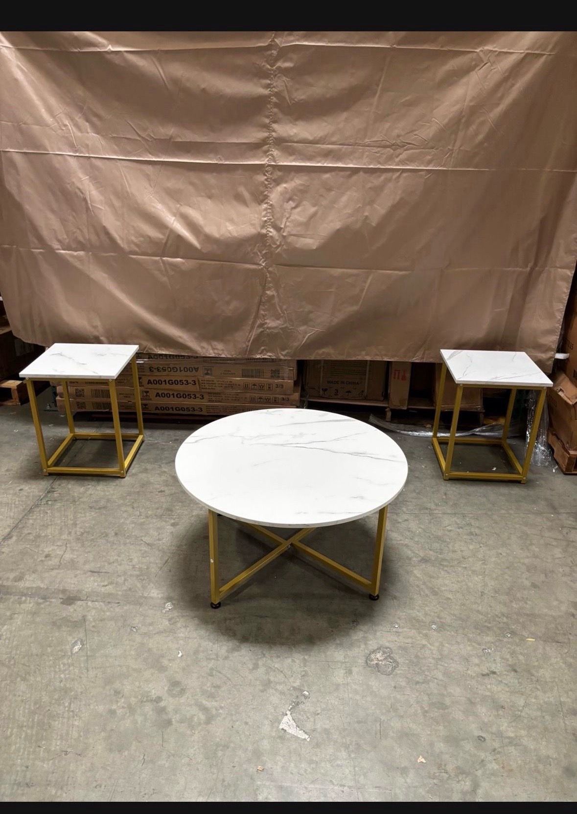 New Assembled Coffee Table with 2-Piece End Tables