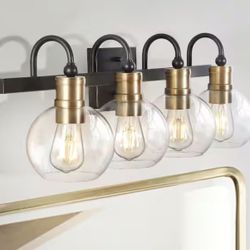Jonathan Y Marais 4-Light Bathroom Vanity Light – Black & Brass Modern Fixture