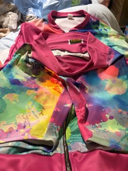 2 pc splattered paint long sleeve jacket and short size 2 XL