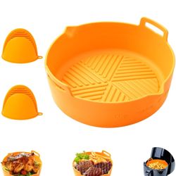 Silicone Air Fryer Liners,9.05 Inch Easy Cleaning Air Fryer Silicone Pot, Food Safe Oven Accessories, Replacement of Flammable Parchment Liner Paper, 