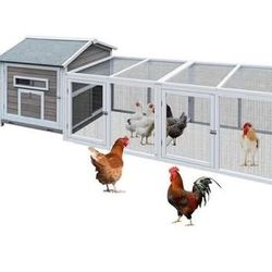 New in Box 118'' Large Chicken Coop with Run, Wooden Hen House for 3-5 Chickens, Outdoor Chicken Run