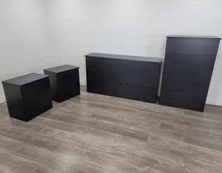 DRESSER,  CHEST AND TWO NIGHTSTANDS