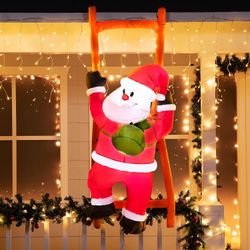 6 FT Christmas Inflatable Climbing Santa, Hanging Inflatable Decorations LEDs, Xmas Party Indoor, Outdoor, Yard, Garden, Lawn Décor