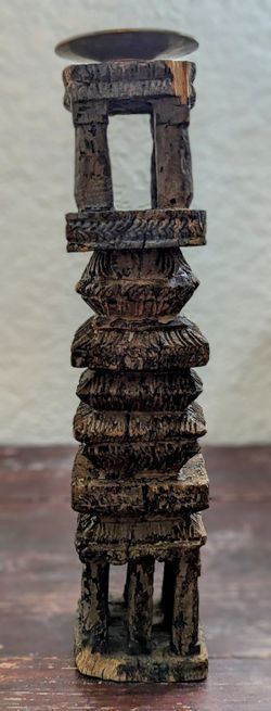 18th Century Indian Carved Candle Holder 