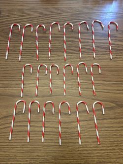 vintage candy cane Christmas ornaments lot of 20 hollow plastic 12 sm 8 large  