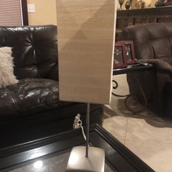 22” Tall Table Lamp Brushed Nickel Base Cream Linen Shade 