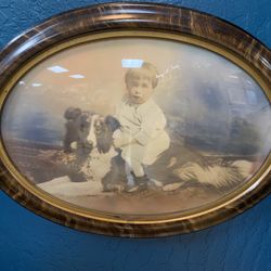 Antique Convex Glass Framed Portrait