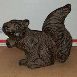 Vintage Cast Iron Squirrel with Nut Post Topper