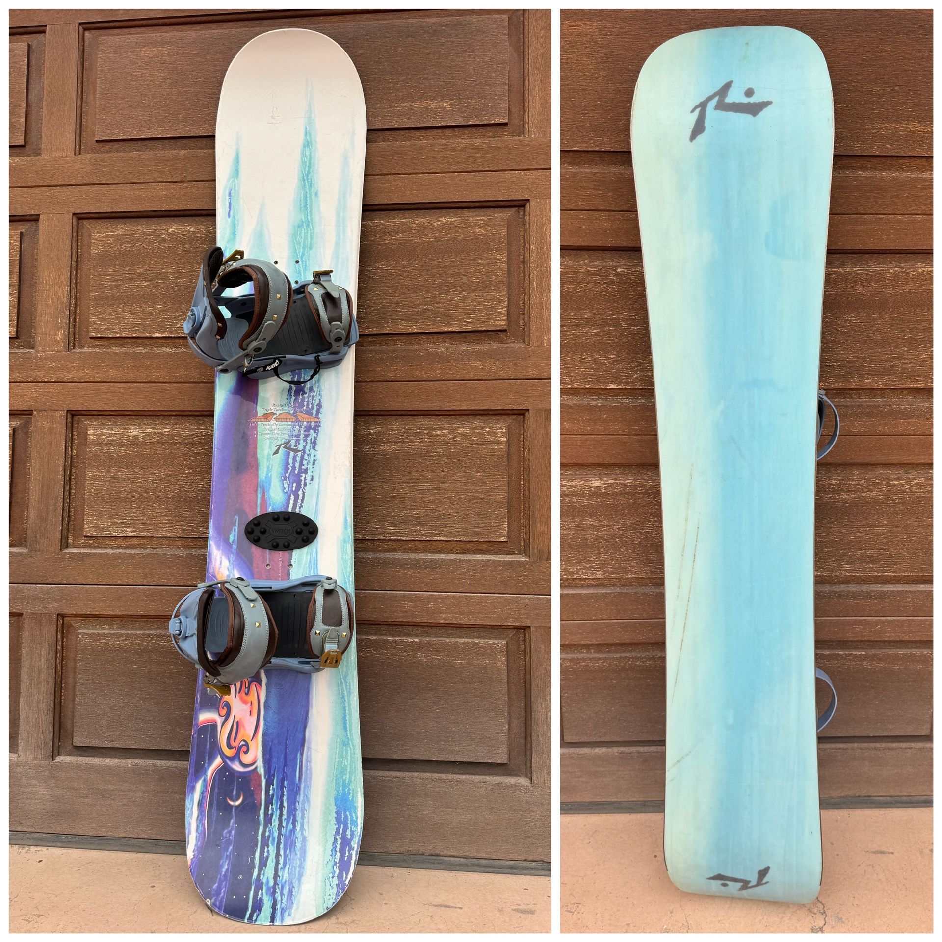 Rusty Tri-Hall Snowboard, Triple wood Core, 155cm, With Agency Bindings