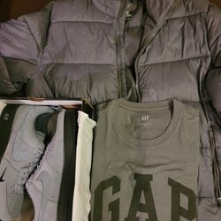 New Men's Airforce 1  Sz 10.5, SJB Large Jacket & Gap Shirt Larg