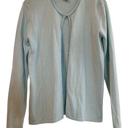 VINTAGE Cynthia Taylor Cardigan Knit Sweater Long Sleeve Beaded Sea Green Pastel