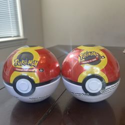 2 Pokemon Fall 2025 collectors Poke Ball Tin REPEAT BALL 3 pack and Stickers