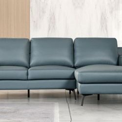 Brand New Blue Leather Modern Style Sectional Sofa 
