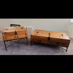 Wood Chest Table ( 2 tables ) Antique 
