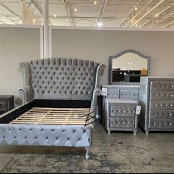 👉5 Piece Alzire Gray Bedroom Set $10 Down Payment Financing And Delivery Available 