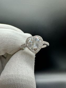 SILVER HEART STONE RING #34690