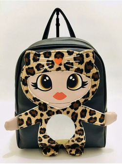 New Betsey Johnson Cheetah black backpack