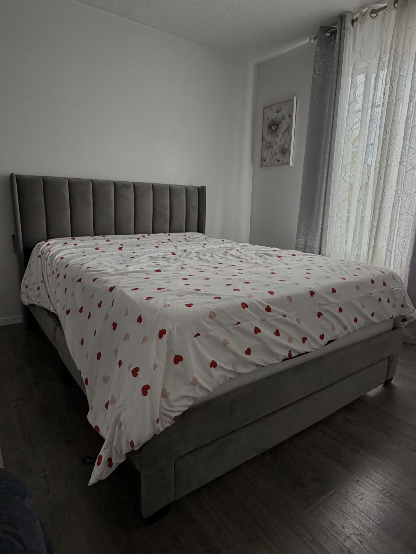 Grey Queen Storage Bed Frame