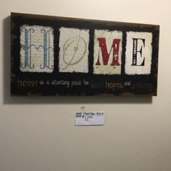 HOME Wooden Picture (message on Canvas) Below 