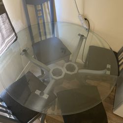Glass Table With 4 Chairs