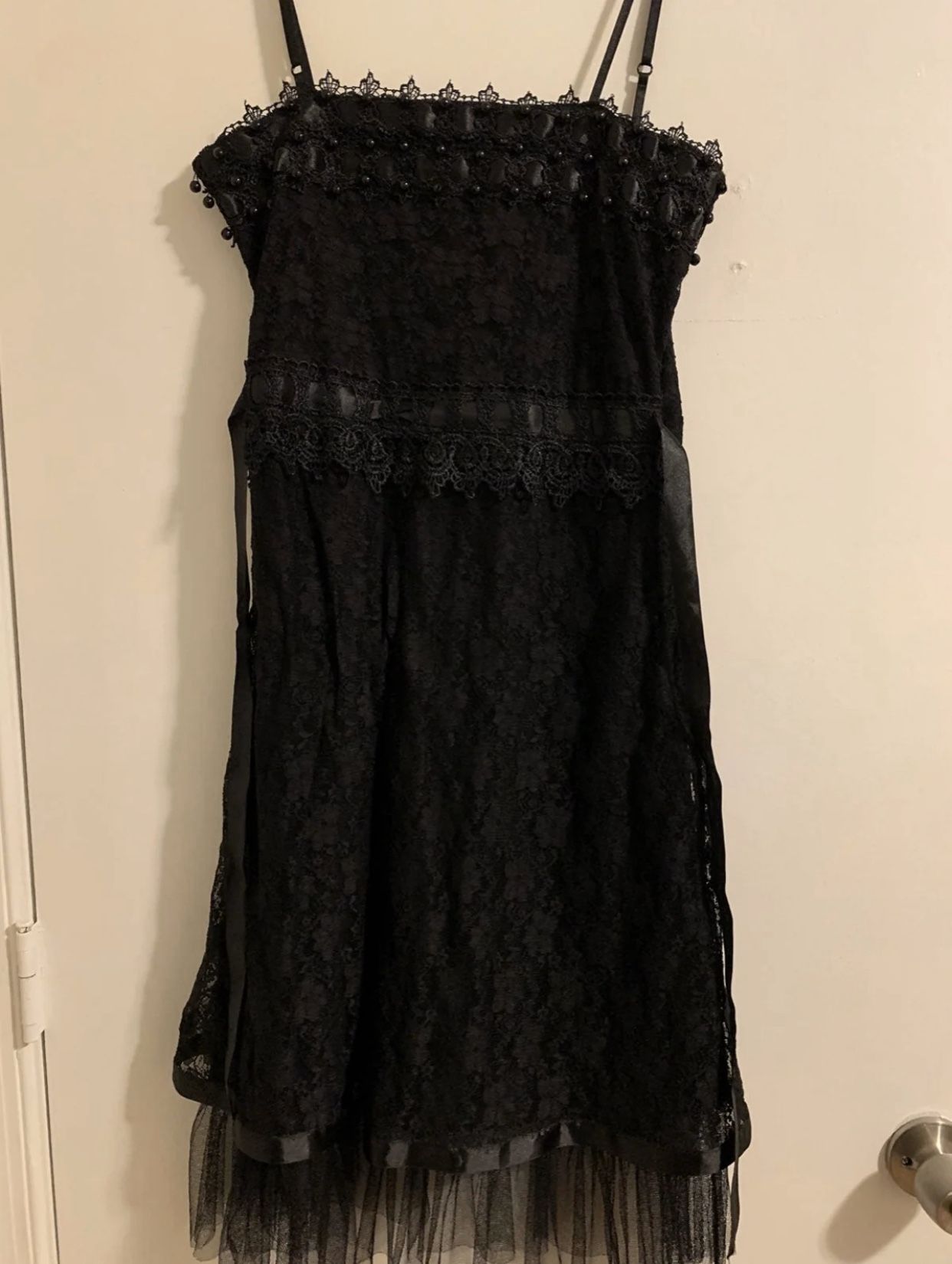 Black lace chiffon sleeveless dress