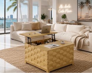 Lift Top Coffee Table with Hidden Storage, Hydraulic Lift Mechanism, Sliding Top, 41.7" K-48