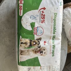 🐕 For Sale: Disposable Male Dog Wraps / Diapers - Size M (50 Count) 🐶 